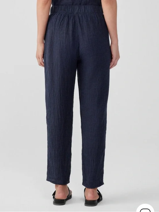 Eileen Fisher Puckered Organic Linen Tapered Pant - Picture 3 of 7